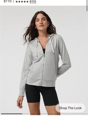 Vuori Light Gray Full-Zip Hoodie with Hood and Drawstrings